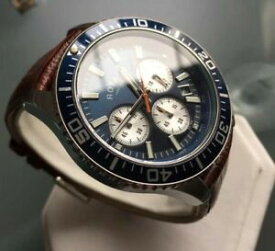 【送料無料】　腕時計　ロータリークロノグラフネイビーレザーブラウンデザイナーmens genuine rotary chronograph navy blue leather brown designer watch