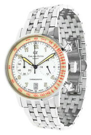 【送料無料】　腕時計　カールフォンメンズクロノグラフcarl von zeythen mens wristwatch schwarzenbach chronograph silver cvz 0020 whmb