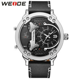 【送料無料】　腕時計　スポーツ3クオーツluxury mens sports waterproof genuine leather 3 time zones quartz wrist watch