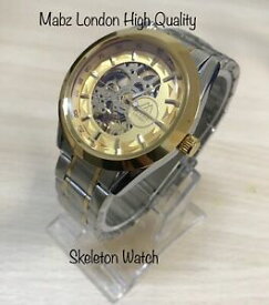 【送料無料】　腕時計　メンズスケルトンステンレススチールシルバーストラップmabz men’s skeleton stainless steel silver strap automatic wrist watch