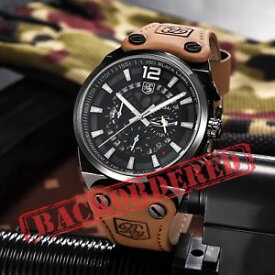 【送料無料】　腕時計　メンズスポーツクオーツアナログレザーストラップ mens sports quartz analog date display leather strap waterproof wrist watch