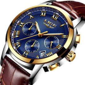 【送料無料】　腕時計　スポーツクオーツmen watch sport leather luxury gold quartz waterproof military wrist watch
