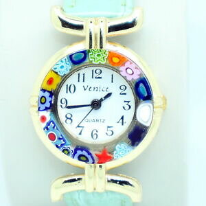 yz@rv@[mFlcBAKXCg~gO[XgbvEHb`murano glass quartz watch from venice with millefiori light mint green strap