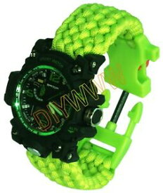 【送料無料】　腕時計　メンズスポーツアーミーアラームアナログデジタルグリーンparacord mens waterproof sport army alarm date analog digital green wrist watch