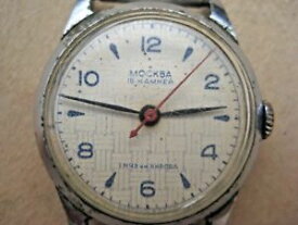 【送料無料】　腕時計　モスクワソビエトロシアソメンズmoskva kirovskie 1mchz soviet russian ussr mens wrist watch 16 jewels