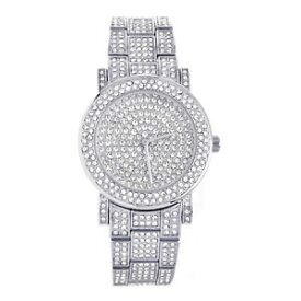 【送料無料】　腕時計　czwm 1576 swomens ladys luxury cz fully iced out silver plated metal watches wm 1576 s