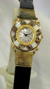 yz@rv@fB[XXLWXp[ladies genuine semiprecious stone leopard skin jasper amp; mother of pearl watch