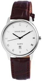 【送料無料】　腕時計　メンズクォーツシルバーブラウンアナログメタルレザーウォッチwomens mens quartz watch silver brown analogue metal leather w60463612066500