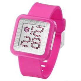 【送料無料】　腕時計　ピンクホワイトスワロフスキークリスタルデジタルウォッチzerone dazzled pink white swarovski crystal digital watch