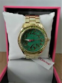 【送料無料】　腕時計　ジョンソングリーンリンクドルウォッチbetsey johnson goldtone green goddess link watch msrp 85