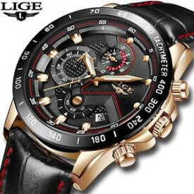 【送料無料】　腕時計　lige mensトップブランドクオーツゴールドleathelige mens wristwatches top brand luxury quartz wristwatch gold men casual leathe