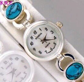 【送料無料】　腕時計　ターコイズアールデコモップウォッチgenuine turquoise semiprecious stone gems silver pltd deco mop feature watch bn
