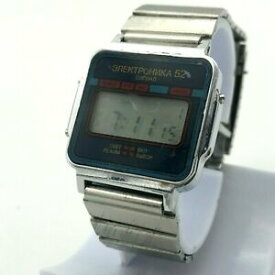 【送料無料】　腕時計　デジタルビンテージアラームソクォーツelektronika 52 signal blue digital vintage date alarm ussr original quartz watch