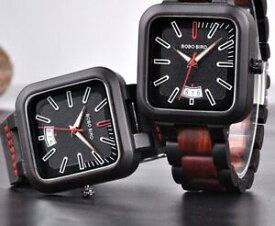 【送料無料】　腕時計　フォールディングクラスプオスwooden watch quartz auto date wristwatches folding clasp with safety male gifts