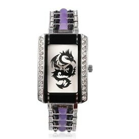 【送料無料】　腕時計　ストラップcrystal miyota water resistant watch with silvertone amp; purple jade straps