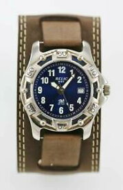 【送料無料】　腕時計　50mmensクオーツrelic watch mens blue date silver stainless 50m brown wide leather quartz