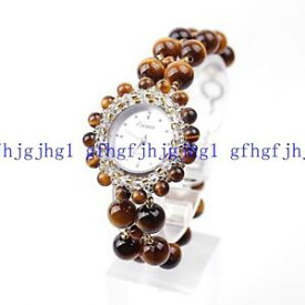 【送料無料】　腕時計　アフリカタイガーアイラウンドビーズクオーツブレスレット natural 2 rows african tigers eye round beads quartz wristwatch bracelet