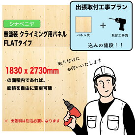 【取付工事費込みプラン】シナベニヤ ： 無塗装 クライミングウォール用パネル （ 1830 x 2730mm内、FLATタイプ ）：壁に貼り付ければ、クライミングホールドをつけ外し可能なクライミング壁を作成させていただきます。施工費込みのお得なプラン。出張費は別途お見積り