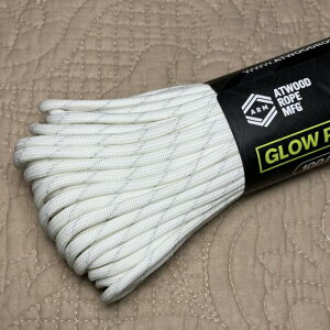 【ネコポス便対応】反射材 + 蓄光 【 1m カット売り】 反射材 付き 蓄光パラコード glow 反射 7 Strand 550 lbs Paracord 中芯7本入 パラコード , 太さ3.5-4.0mm , アメリカ Atwood Rope 社製 , 反射材付き 蓄光
