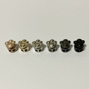 足跡風 メタル 金属(合金) 肉球 コードストッパー コードロック 2つ穴 , 穴の径4.5x4.2mm , パラコード ストッパー , コードロック シューレースストッパー 靴紐 留め具 金具 ※ご注文時に色を