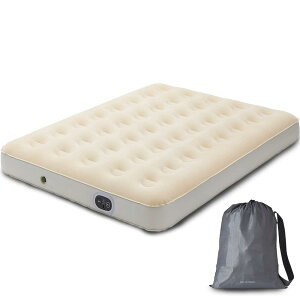 【防災対策にも!】 アイリスオーヤマ 電動エアーベッド 簡易ベッド ダブル ベロア調 30秒ですぐ膨らむ 付き 厚み25cm極厚ボリューム 収納袋付き 軽量約4.5kg 耐荷重約150kg 幅140×奥行190×高さ25