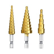 そこには爱がある ステップドリル チタンコーティング 六角軸 3本セット (4-20 4-12 3-12) タケノコドリ…