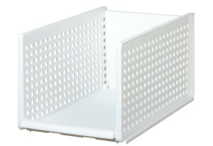 ライクイット (like-it) 家中置きたい場所にちょうどいい 収納ボックス 組み合わせて使える 収納トレー ミディL ホワイト 日本製 MOS-27 奥行き約46.5cm クローゼット メタルラック 衣類収納 引出