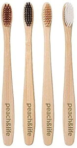 peachlife uV ɗD100%𐫑f I[KjbNou[ |̎uV 4{ bamboo toothbrush | lp sp Vv ~j}Xg G(Small)