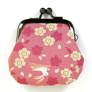 ホリーホック お賽銭用がま口 花うさぎ 赤/ピンク/水色