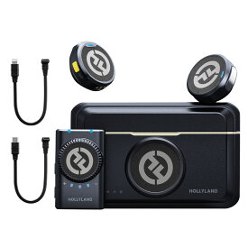 Hollyland Lark M2 ワイヤレスマイク iPhone 16 / iPhone 15シリーズ対応【僅か9g・48kHz/24bit高音質・ENCノイズキャンセリング・収音距離300m・Lightning・Type C対応】自動ペアリング 10時間連続収音 マグネット式クリップ スマホ/カメラ/PC対応ワイヤレスピンマイク