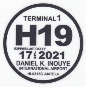 �n���C�A���G�� �n���C�A�� �G�� �p�[�L���O �p�[�~�b�g �X�e�b�J�[ (DANIEL K.INOUYE INTERNATIONAL AIRPORT) ���[���֑Ή��� �J�[�X�e�b�J�[ �n���C ���y�Y �n���C�A�� �C���e���A
