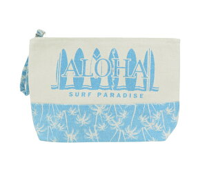 ハワイアン ポーチ ハワイアン雑貨 ミノアキャンバスポーチ (サーフ/ブルー) コスメポーチ 化粧ポーチ 雑貨 旅行ポーチ キャンバス生地 小物入れ
