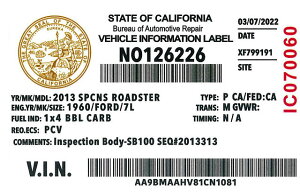 AJG CeA CALIFORNIA G HID AChfUC XebJ[ VEHICLE INFORMATION LABEL [֑Ή nCAG G V[