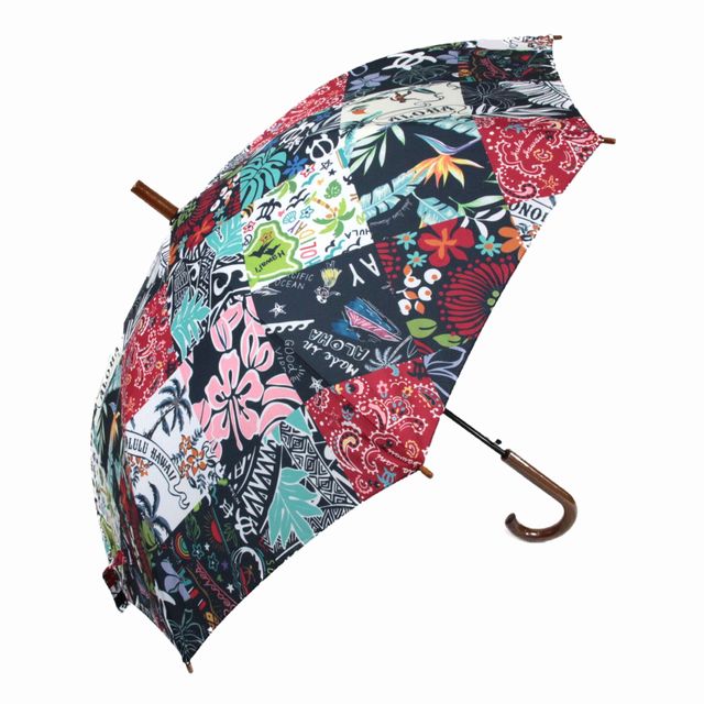 ハワイアン雑貨 ハワイアン 雑貨 傘 フララニ ワンタッチ 雨傘(パッチ 