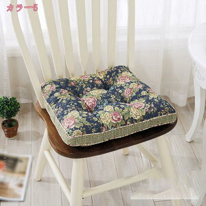 シートクッション 花柄 田園風 通気 オフィスチェア用 ひも付き メモリーフォーム 低反発 洗える 椅子用 ダイニングチェア用 オフィス おしりが痛くなりにくい 体圧分散 車用 厚め おしゃれ