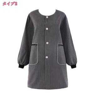 割烹着 オシャレ かわいい ポケット付き 袖付きエプロン さらりと軽い 動きやすい ゆったり 女性用 ストライプ柄付きアイテム 保育士 介護士 ガーデニング 料理教室 誕生日 母の日 敬老の日
