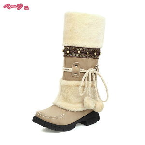 スノーブーツ レディース 大きいサイズ ムートンブーツ 黒 ベージュ グリーン ブラック ロング丈 ブーツ スエード おしゃれ かわいい 裏起毛 防寒 ニーハイブーツ スノーシューズ 雪 冬用 ブ