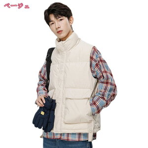 中綿ダウンベスト メンズ インナーベスト ブルゾン アウター あったか 防寒着 前開き トップス おしゃれ ビジネス 無地 冬服 立ち襟 袖なし 動きやすい スポーツ ゴルフウェア 厚手 防寒 暖