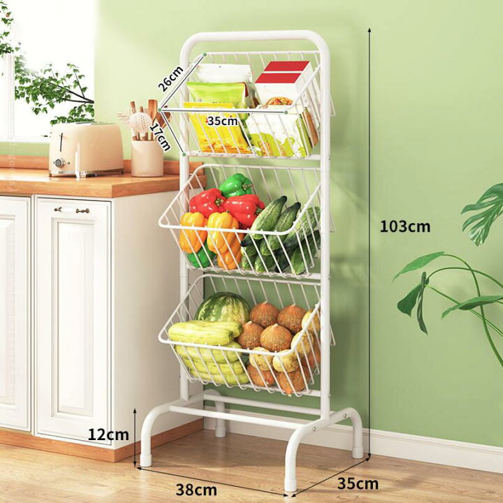 楽天市場】500円OFFクーポン 野菜棚 バスケットラック キッチン収納 