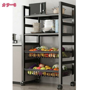 キッチンワゴン キャスター付き 4段 北欧 ワゴン 省スペース 移動しやすい 組み立て簡単 収納カート キッチンワゴン キャスター付き キッチン収納 洗面所 台所 収納 キッチンラック レンジ