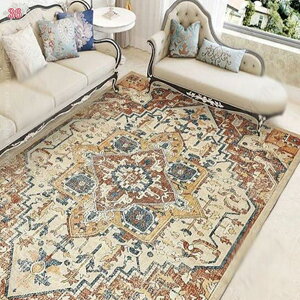 ラグ カーペット 北欧 洗える モダン じゅうたん 1畳 おしゃれ ポリエステル 掃除易い 吸水速乾 抗菌防臭 床暖房対応 大きい オールシーズン適用 低反発 オレンジ ヴィンテージ レトロ 花柄