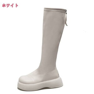 カジュアルブーツ レディース ローヒール 厚底 走れる ロング ブーツ シンプル ウェッジソール クッション お洒落 エレガント 柔らか 美脚 ファッション 脚長 足細 ロングブーツ ラウンドト