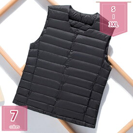 500円OFFクーポン 軽量ダウンベスト 撥水 秋冬春 メンズファッション アウター トップス ベスト ライトダウンベスト ダウン 防寒着 軽量 インナーダウン ダウンベスト 袖なし ショート丈 ウルトラライトダウンベスト holosbird-goods1