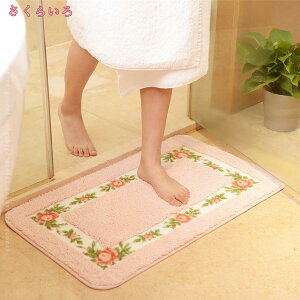 玄関マット バスマット モノトーン 花柄 北欧風 カラー 洗える キッチンマット 滑り止め付 吸水速乾 抗菌防臭 ドアマット 足ふきマット ラグ 室内 屋内 ふわふわ 洗面所 バスルーム ベッドル