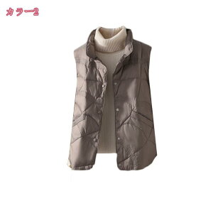 ショート丈 ダウンベスト レディース 冬 軽量 ベーシック ベスト ダウンジャケット ベスト 可愛い 無地 シンプル 通勤 通学 スポーツ カジュアル アウトド 暖かい 防寒 あったか シンプル お