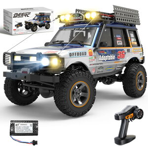 DEERC �I�t���[�h ��l���� 4WD ���W�R���J�[ �N���[���[ 1/18�X�P�[�� 4�֋쓮 �t���v���| 2.4GHz 9g�T�[�{ LED���C�g4���[�h 40���A������ �[�d�� �q������ �j�̎q �a���� �v���[���g �M�t�g �����F