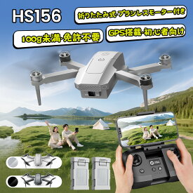 Holy Stone ドローン 100g未満 カメラ付き 小型 2Kカメラ GPS搭載 FPV 折りたたみ式 申請不要 屋外 バッテリー2個 26分飛行時間 自動帰還 ウェイポイントモード フォローミーモード 誕生日ギフト HS156 グレー ブラック