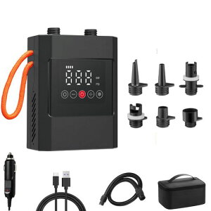 HUAJUNサップ電動ポンプsup空気入れ電動20PSI空気入れ空気抜き6つのノズル付きポータブルポンプ12VDC&Type-C対応パドルボードカヤックインフレータブルサップボードエアベッドエアーテント