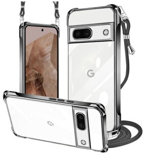 PAILAIMENGooglePixel8aケースクリアネックショルダーpixel8aケース耐衝撃対応ピクセル8aスマホケース肩掛け斜めかけ縄掛けカバーメッキ加工透明TPU薄軽型ストラップ付き携帯ケース