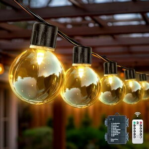 ストリングライト防雨型9Mイルミネーション電池式20個LED電球G40電球色PC素材破損しにくい8種点灯モードリモコン付き調光可能タイマー機能屋内屋外照明ガーデンライトキャンプライトフ…